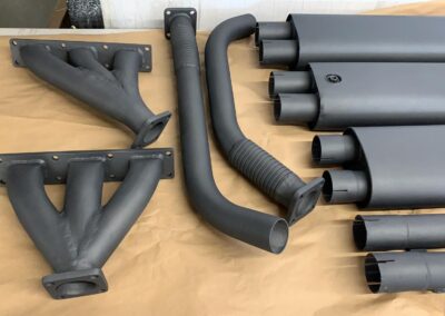Ceramic coated headers and exhaust system in satin black